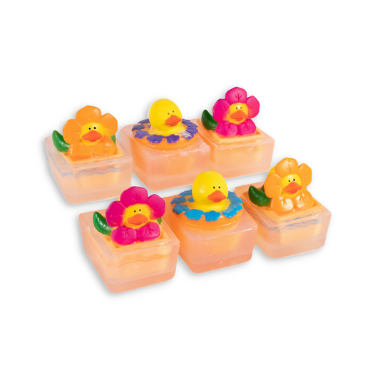 Heartland Fragrance | Spring Flowers Duck Toy | Handmade Duck Soap for Kids | Mild & Moisturizing
