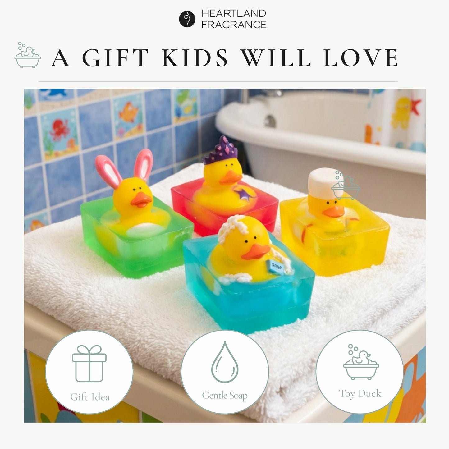 Heartland Fragrance | Alien Duck Toy | Handmade Duck Soap for Kids | Mild & Moisturizing