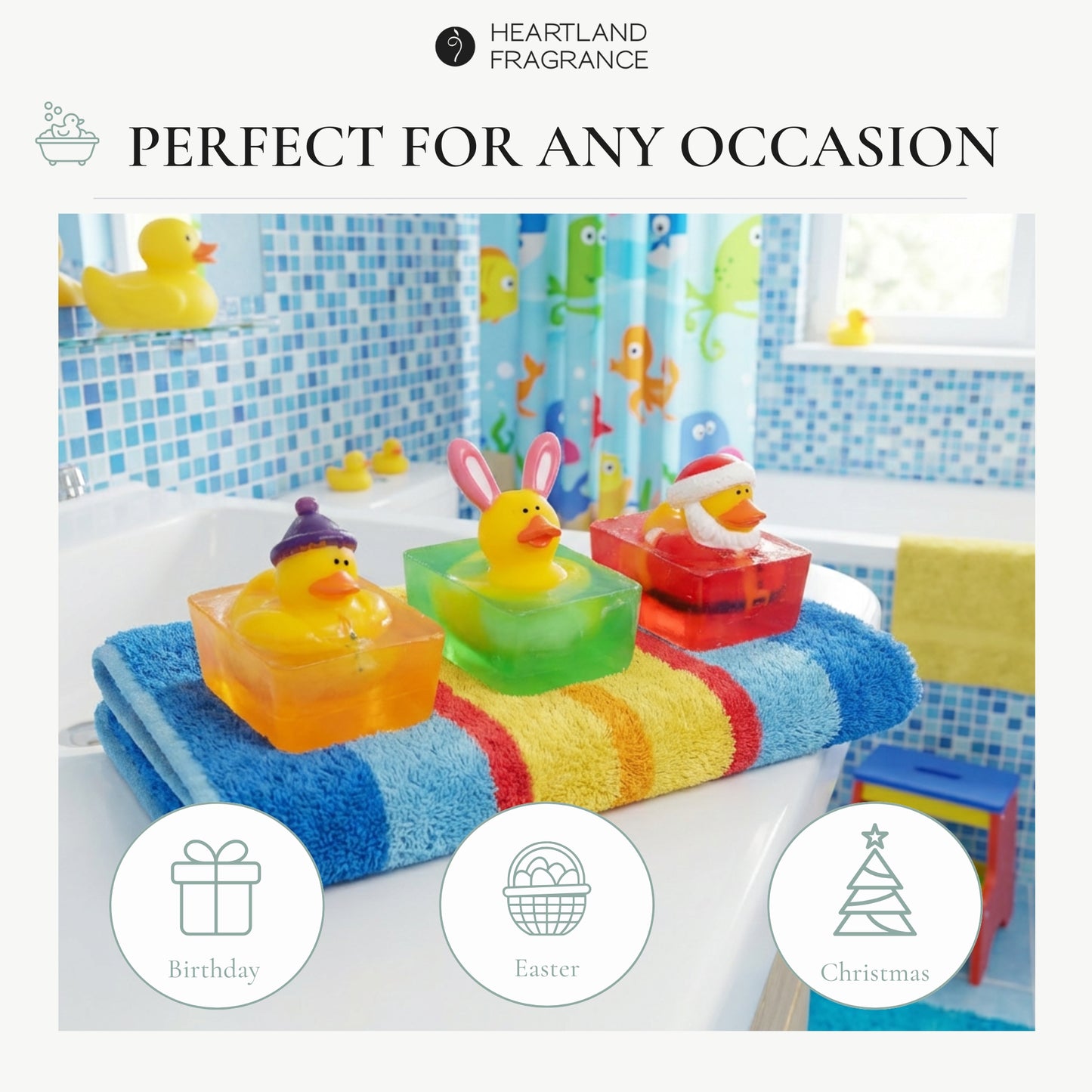 Heartland Fragrance | Christmas Lights Duck Toy | Handmade Duck Soap for Kids | Mild & Moisturizing